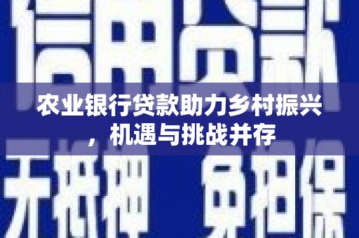 婺源农业银行贷款助力乡村振兴，机遇与挑战并存
